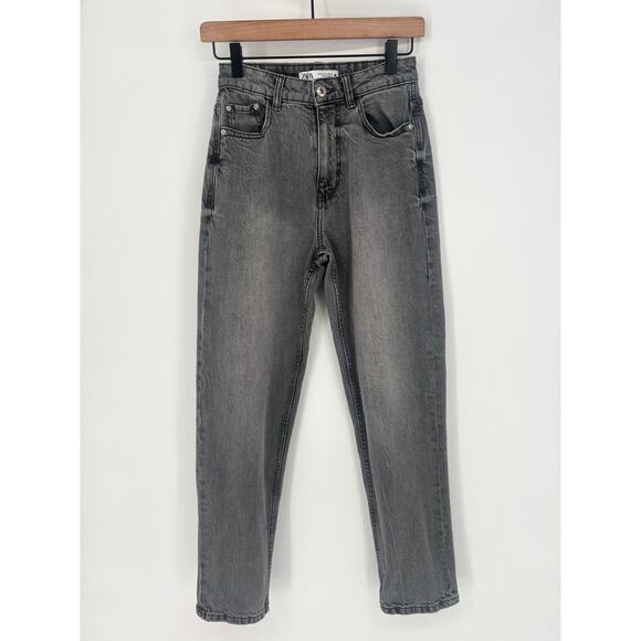 Zara Gray Fade High Waisted Straight Leg Mom Jeans Size 2 - Picture 1 of 7